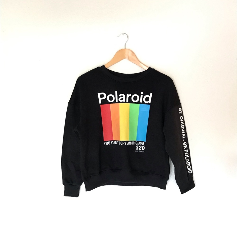Polaroid Black Sweatshirt with Rainbow Logo Graphic - M